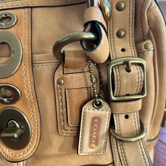 Coach Legacy Lily 65th Anniversary Camel Satchel with Brass Accents - Picture 4 of 11